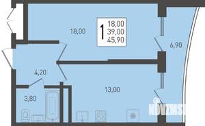 1-к квартира, вторичка, 46м2, 20/24 этаж