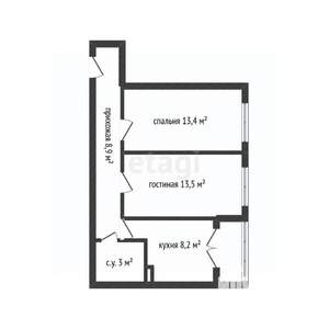 2-к квартира, вторичка, 47м2, 3/3 этаж