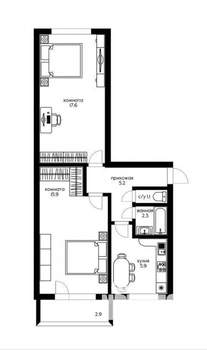 2-к квартира, вторичка, 48м2, 5/5 этаж