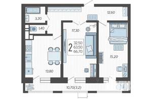 2-к квартира, вторичка, 68м2, 5/12 этаж