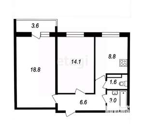 2-к квартира, вторичка, 59м2, 4/14 этаж