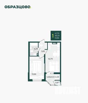 1-к квартира, вторичка, 41м2, 18/21 этаж