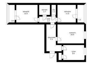 3-к квартира, вторичка, 72м2, 8/9 этаж