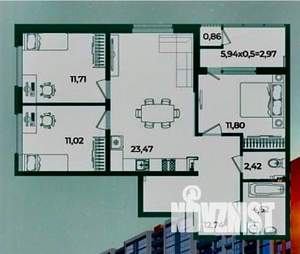 3-к квартира, вторичка, 81м2, 5/18 этаж