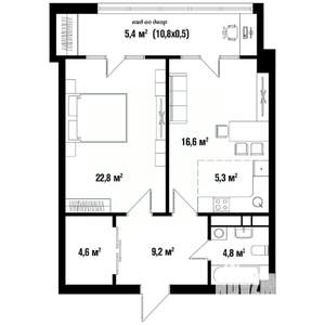 2-к квартира, вторичка, 74м2, 8/15 этаж
