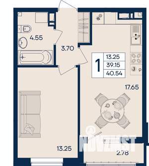 1-к квартира, вторичка, 41м2, 4/18 этаж