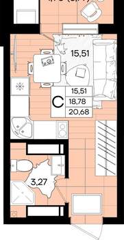 Студия квартира, вторичка, 21м2, 18/18 этаж