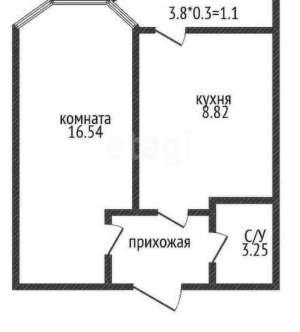 1-к квартира, вторичка, 32м2, 16/18 этаж