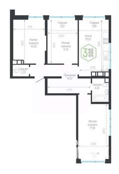3-к квартира, вторичка, 87м2, 16/24 этаж