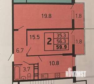 2-к квартира, вторичка, 56м2, 16/24 этаж