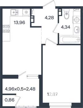 1-к квартира, вторичка, 39м2, 5/18 этаж
