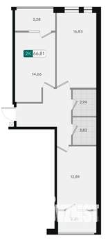 2-к квартира, вторичка, 67м2, 3/18 этаж
