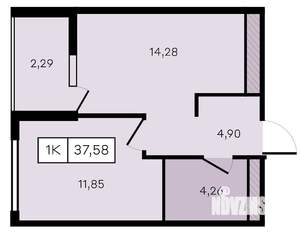1-к квартира, вторичка, 38м2, 6/8 этаж