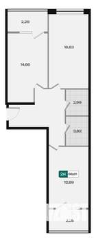 2-к квартира, вторичка, 67м2, 16/18 этаж