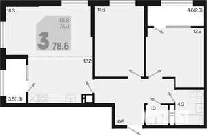 3-к квартира, вторичка, 79м2, 3/18 этаж