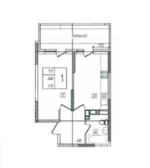 1-к квартира, вторичка, 42м2, 4/16 этаж