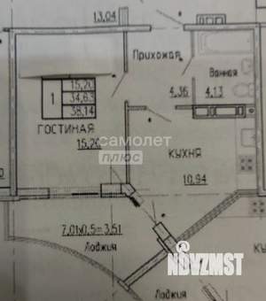 1-к квартира, вторичка, 38м2, 5/19 этаж