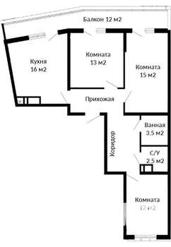 3-к квартира, вторичка, 87м2, 22/24 этаж