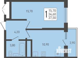 1-к квартира, вторичка, 38м2, 9/24 этаж