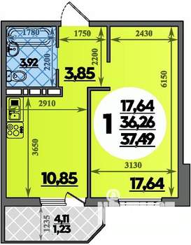 1-к квартира, вторичка, 37м2, 3/8 этаж