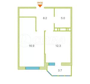 1-к квартира, вторичка, 42м2, 12/19 этаж