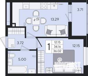 1-к квартира, вторичка, 36м2, 2/8 этаж