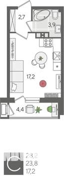 Студия квартира, вторичка, 28м2, 6/24 этаж