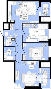 3-к квартира, вторичка, 85м2, 6/8 этаж