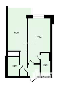 1-к квартира, вторичка, 43м2, 1/17 этаж
