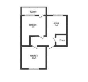 2-к квартира, вторичка, 44м2, 4/5 этаж