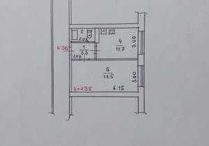 1-к квартира, вторичка, 36м2, 4/9 этаж