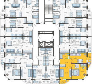 2-к квартира, строящийся дом, 63м2, 13/16 этаж