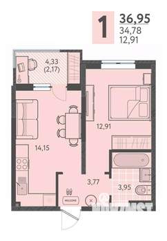 1-к квартира, вторичка, 37м2, 12/18 этаж