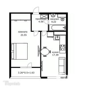 1-к квартира, вторичка, 39м2, 5/25 этаж