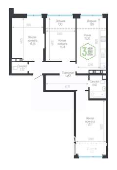3-к квартира, вторичка, 88м2, 13/24 этаж