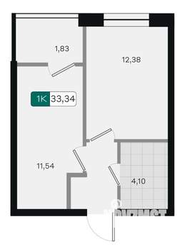 1-к квартира, вторичка, 33м2, 9/9 этаж