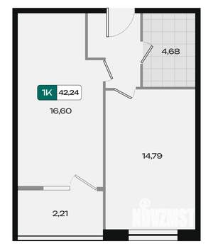 1-к квартира, вторичка, 42м2, 2/18 этаж