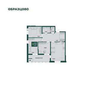 3-к квартира, вторичка, 82м2, 12/18 этаж