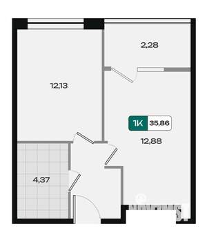 1-к квартира, вторичка, 36м2, 6/18 этаж