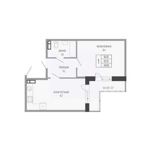 1-к квартира, вторичка, 45м2, 9/17 этаж