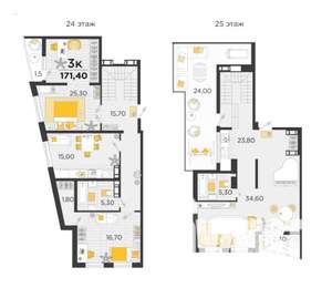 5-к квартира, сданный дом, 171м2, 23/24 этаж