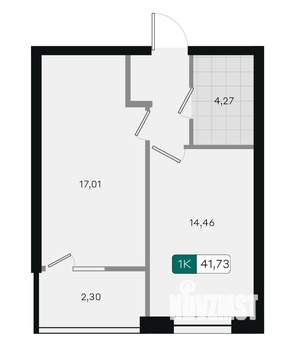 1-к квартира, вторичка, 42м2, 4/18 этаж