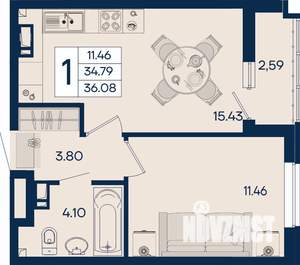 1-к квартира, вторичка, 36м2, 4/18 этаж