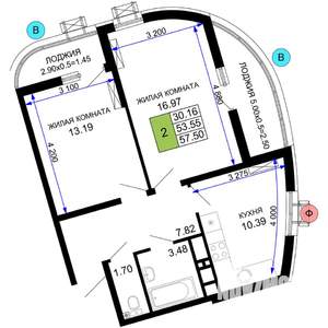 2-к квартира, строящийся дом, 58м2, 3/24 этаж
