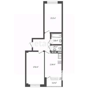 2-к квартира, вторичка, 53м2, 1/5 этаж