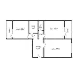 2-к квартира, вторичка, 65м2, 6/16 этаж