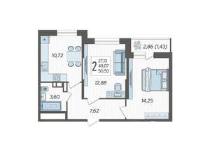 2-к квартира, вторичка, 51м2, 16/16 этаж