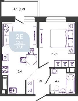 1-к квартира, вторичка, 38м2, 14/24 этаж