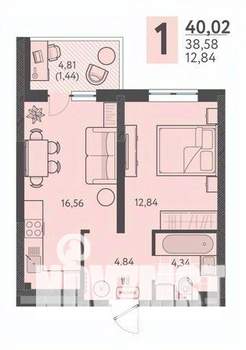 1-к квартира, сданный дом, 40м2, 5/18 этаж