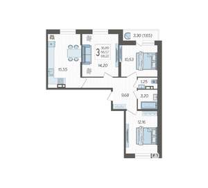 3-к квартира, вторичка, 68м2, 3/12 этаж